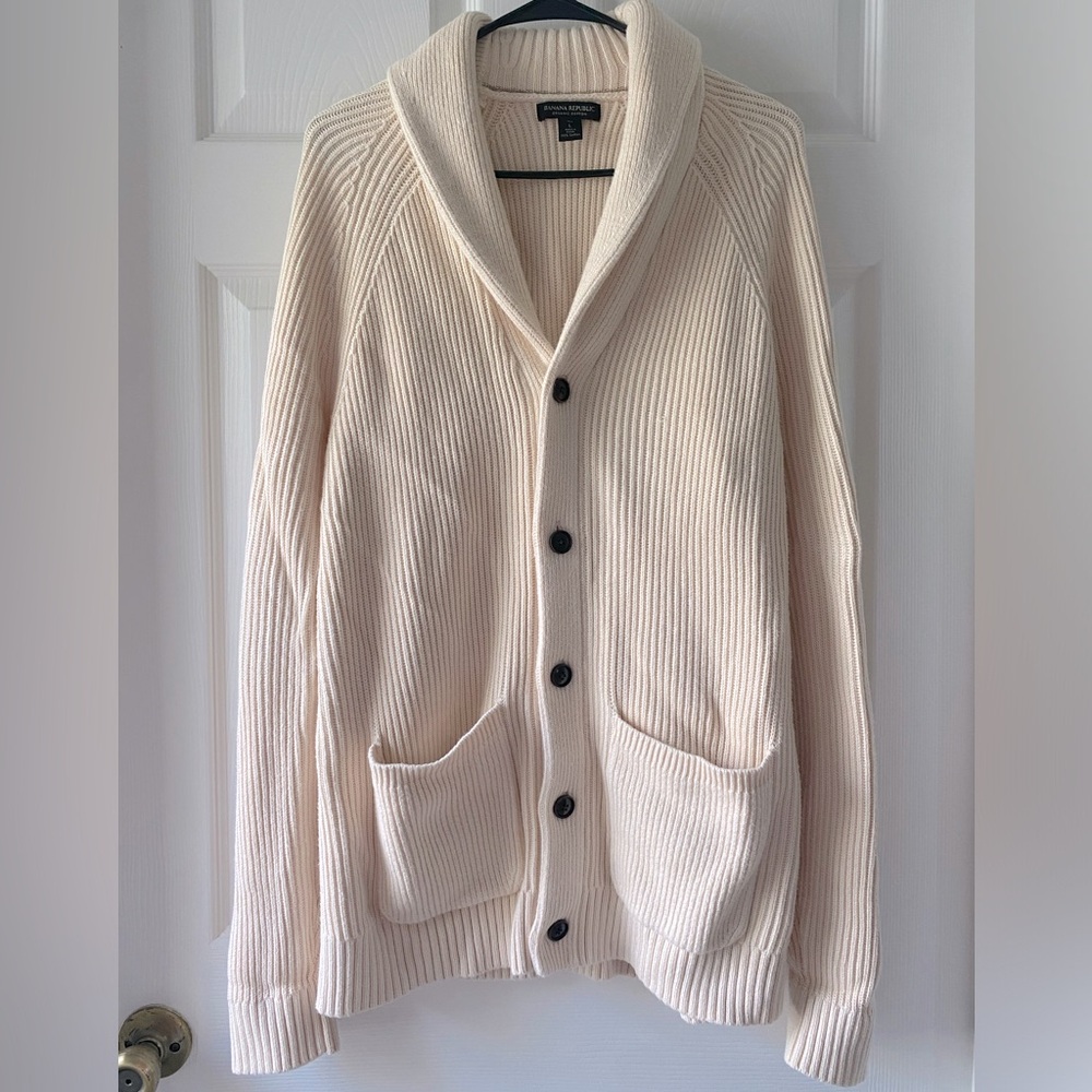 Banana Republic Organic Cotton Cream Cardigan